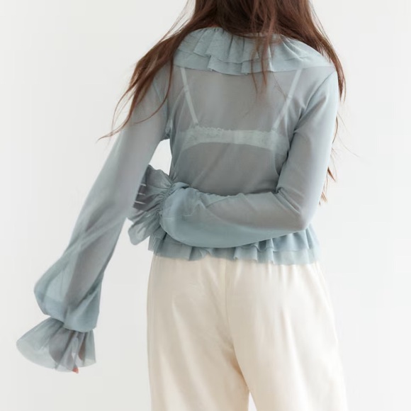 Light Green Ruffled Blouse - Picture 4 of 5